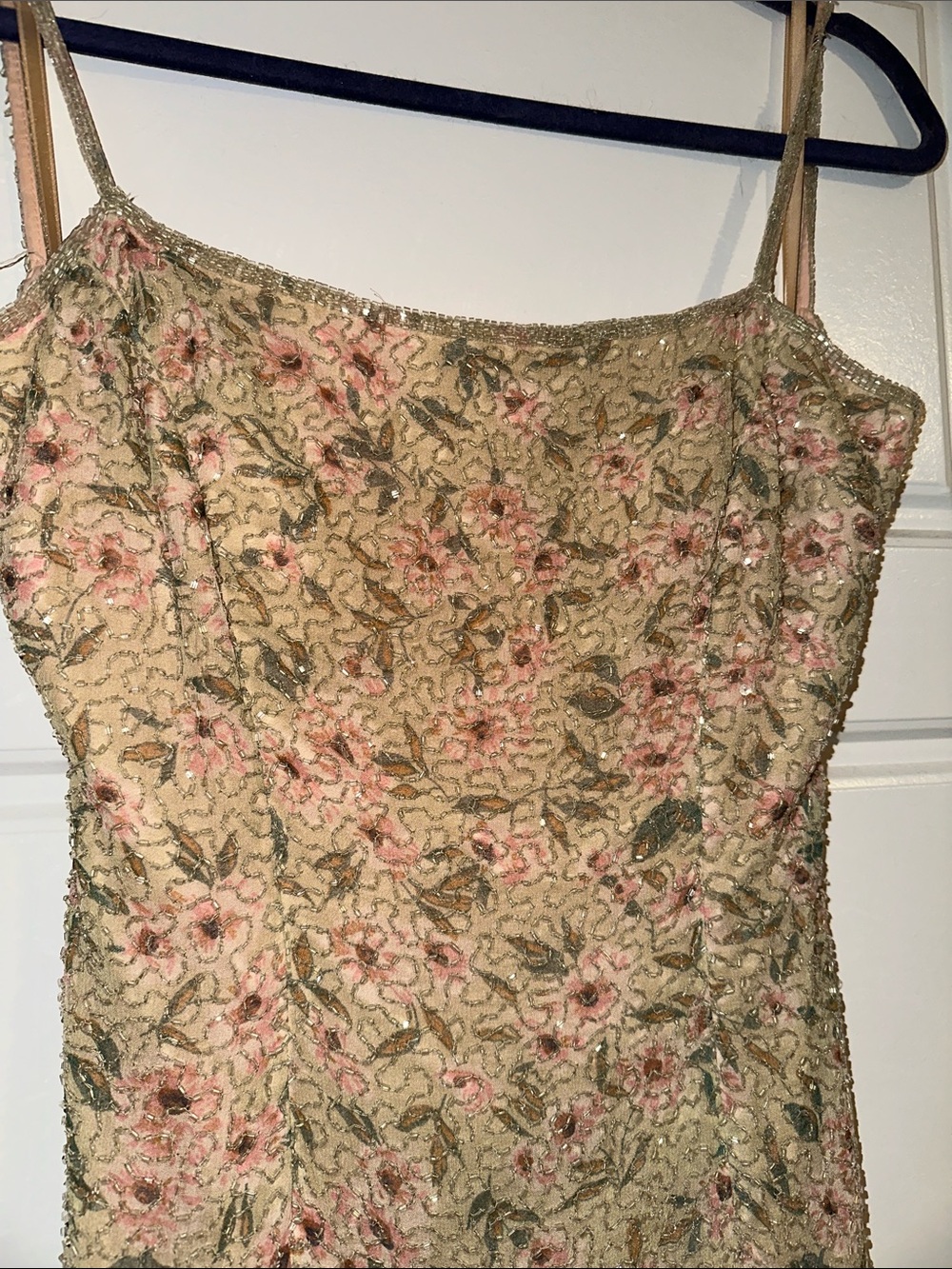 Beaded Strapless Olive Green Evening Gown - Picture 6 of 6